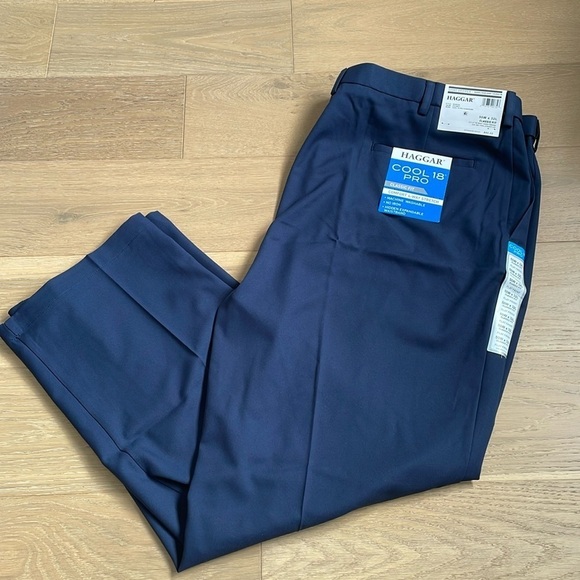 Haggar Men’s Navy Big & Tall Cool 18 Pro Classic-Fit Suit Dress Pants - NWT - Picture 2 of 8